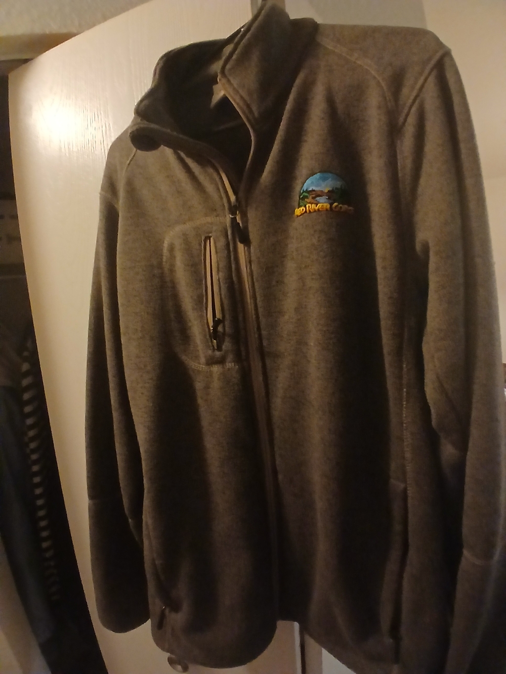 Men's Olive Gray Full-Zip Fleece Sweater